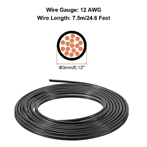 MECCANIXITY THHN Stranded Wire 25 Feet 12AWG Gauge Insulation Building Wire - UL Listed Copper Cable - PVC 600V Electrical Wire for Residential,Commercial,Industrial,Grounding - Black - color: Black, size: 25 Feet x 12 AWG