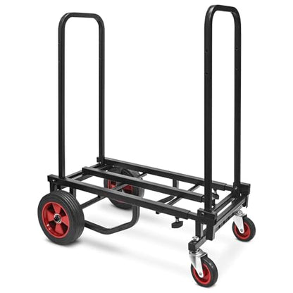 Pyle Compact Folding Adjustable Equipment Dolly, Heavy Duty Multi‑Function Convertible Cart Hand Truck/Platform Cart with Wheels, Expandable Up to 27.52'' to 44.25'', 300LBS Load Capacity