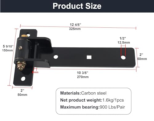 13'' Heavy Duty Strap Gate Hinges 900 LBS,180° or 90° Smooth Open Hinge