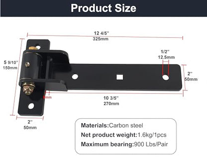 13'' Heavy Duty Strap Gate Hinges 900 LBS,180° or 90° Smooth Open Hinge