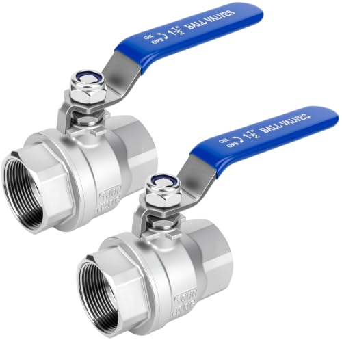 1-1/2 inch Ball Valve 2 Pack Full Port Female NPT Thread Shut Off Valve - size: 1-1/2 Inch