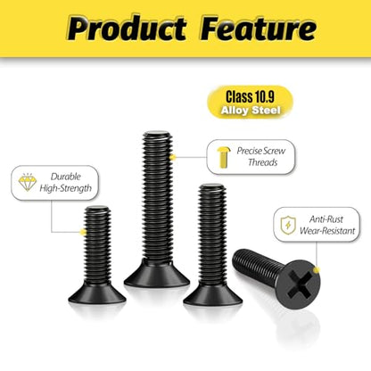 KADRICK 840Pcs M3 Countersunk Screws,M3 Flat Head Screws Length of 6MM-25MM - size: M3 840Pcs 6-25mm