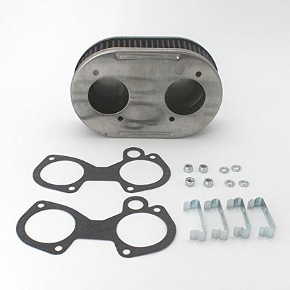KIPA Air Filter assembly For arbuertor DCOE 40DCOE 45DCOE 48DCOE 40 45 45 mm Stainless Plate washable filter element 1 3/4" Tall With Mounting gasket hardware 56-1310 OEM # 99217.517 99217517