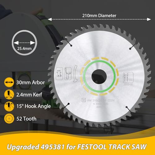 495381 Compatible with Festool TS 75 Plunge Cut Saw 52 Tooth Fine Tooth - style: 52T, 210x2.4x30mm