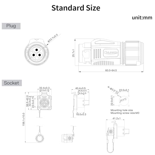 CNLINKO BD-20 3 Pin IP68 Waterproof Connector Circular Aviation Plug Metal - size: 3-Pin, style: BD20