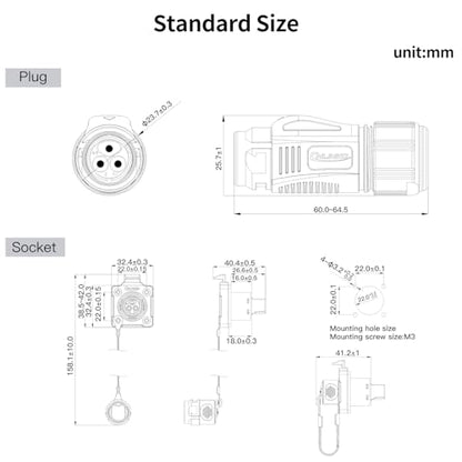 CNLINKO BD-20 3 Pin IP68 Waterproof Connector Circular Aviation Plug Metal - size: 3-Pin, style: BD20