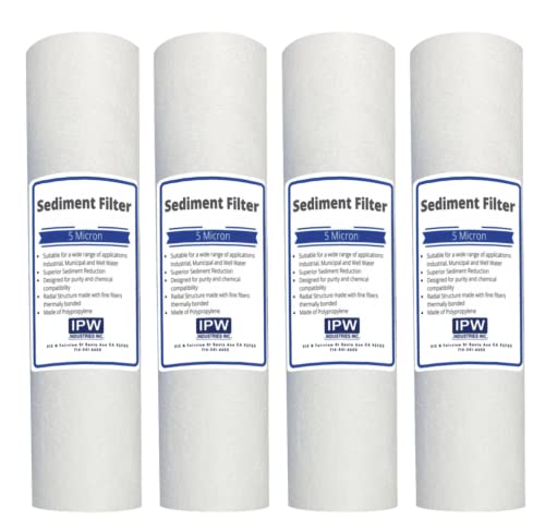 5 Micron 10" x 2.5" Whole House Sediment Water Filter Replacement Cartridge Compatible with Any 10 inch RO Unit, Culligan P5, Aqua-Pure AP110, Dupont WFPFC5002, CFS110, RS14, WHKF-GD05, 4-Pack