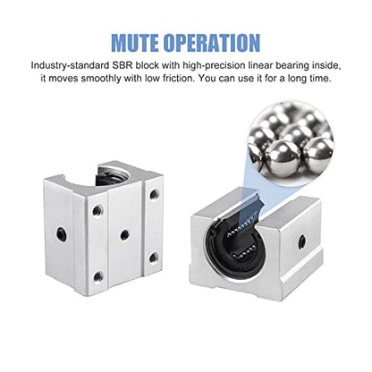 Linear Rail SBR16-1200mm 16mm 2Set Fully Supported Slide Shaft Rod Guide Kit for 16mm Slotted Bearings - size: 1200mm, style: SBR16