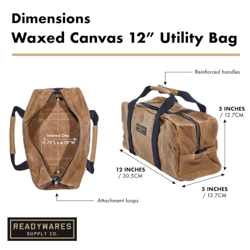 Readywares 12" Utility Bag | Waxed Canvas Small Heavy Duty Tool Bag - size: 12" Utility Bag