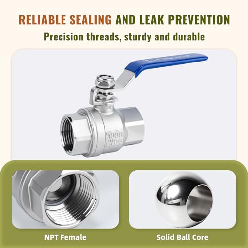 3/4 inch Ball Valve 2 Pack Full Port Female NPT Thread Shut Off Valve - size: 3/4 Inch