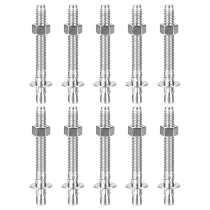 DTGN 3/8" x 2-3/4" Wedge Anchors - 10Pack - Good for Cement and Concrete Wall - 304 Stainless Steel Zinc Plated Screw Bolt Nut Expansion Tube Fasteners - size: 3/8" x 2-3/4"