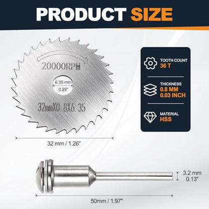 Cutting Wheel Set 2Pcs 1.26" 32mm Diameter HSS Circular Saw Blades - color: Silver, size: 1.26"(32mm) Diameter, 0.13"(3.2mm) Round Shank