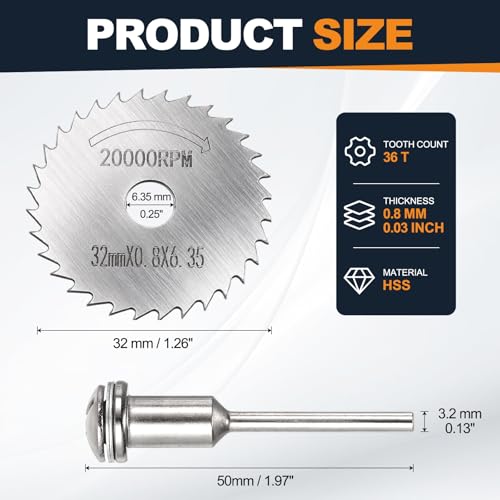 Cutting Wheel Set 2Pcs 1.26" 32mm Diameter HSS Circular Saw Blades - color: Silver, size: 1.26"(32mm) Diameter, 0.13"(3.2mm) Round Shank