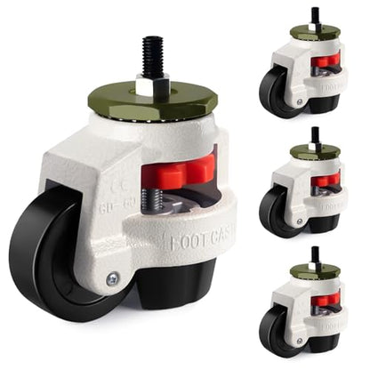 Retractable Leveling Machine Casters 4Pcs- 2200 lbs Per Set - size: 2 INCH