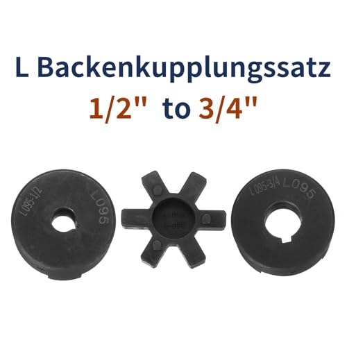 uxcell 1/2" to 3/4" L095 Flexible 3-Piece L-Jaw Coupling Coupler Set & Buna-N NBR Rubber Spider for Log Splitter Hybrid Equipment - size: 1/2 " to 3/4"