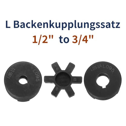 uxcell 1/2" to 3/4" L095 Flexible 3-Piece L-Jaw Coupling Coupler Set & Buna-N NBR Rubber Spider for Log Splitter Hybrid Equipment - size: 1/2 " to 3/4"