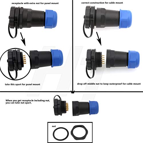HangTon HE29 22 Pin Connector Outdoor Waterproof Electrical Circular Threaded Cable Wire Plug Receptacle for LED/Power/Lighting Equipment