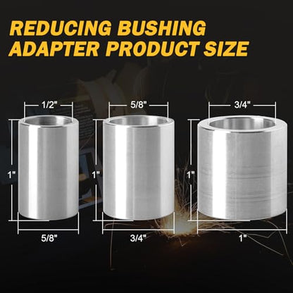 Reducing Bushing Arbor Adapters Fit for Bench Grinding Wheel Or Sanding Wheel Arbor Hole 1" Thick from 1-1/4" to 1", 3/4", 5/8", 1/2" Arbor Aluminum