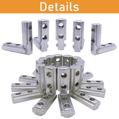 12 Sets 1010 Series Aluminum Extrusion L-Shape Inside Corner Connectors,12pcs 1010 Extruded Aluminum Profile L Bracket with Screws and Wrench, for 1010 Extrusion Profile Accessories - style: 12 Sets Silver 25S Internal Bracket