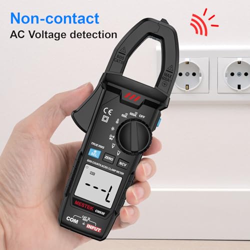 MESTEK Digital Clamp Meter Multimeter, TRMS 6000 Counts 600A Current Amp Volt Meter, Auto-Ranging Voltage Tester Measures AC DC Current Voltage Resistance Capacitance Temperature Diodes Continuity NCV