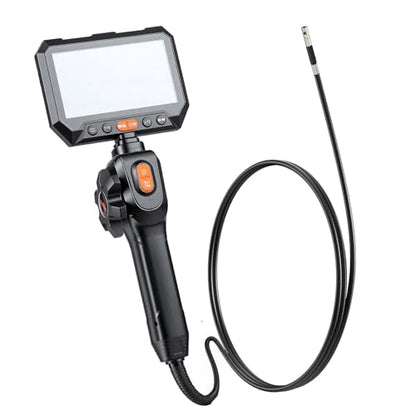 VEVOR Dual-Lens Articulating Borescope, Two-Way Articulated Endoscope Camera with Light, 5" HD IPS Spilt-Screen, 8X Zoom, 8 + 1 LEDs, IP67 Waterproof Snake Camera for Automotive Engine Wall Inspect - size: 0.32-inch Probe