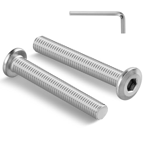 5/16-18 Bolt, 20Pcs 5/16-18 x 2" Flat Head Hex Socket Cap Screws, 304 Stainless Steel 18-8 Furniture Bolts, Full Thread (with Hex Spanner) - size: 5/16x2