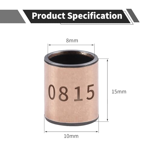 10Pcs Sleeve Bearing 8mm Bore x 10mm OD x 15mm Length Plain Bearings Wrapped Oilless Bushings for Printing Machines, Textile Machines, Hydraulic Transport Vehicles - size: 8x10x15mm