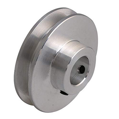 4.1x1.6x1.2cm Silver Aluminum Alloy 1.2cm Fixed Bore Single V-shape Pulley Wheel for Motor Shaft 0.3-0.5cm PU Round Belt - size: 41*12mm