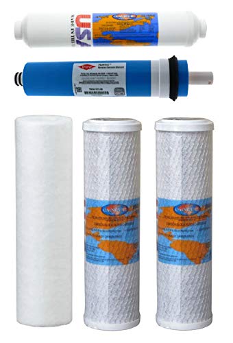 IPW Industries, Inc. - Complete Water Filter Replacement Set for Reverse Osmosis (RO) System - Replacement RO Set with 50 GPD Membrane (5pcs.)