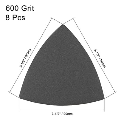 uxcell Triangular Sandpaper Hook and Loop Triangle Sanding Pad Fit 3-1/2" Oscillating Multi-Tool Silicon Carbide for Wet/Dry Use 600 Grit 8pcs - size: 600 Grit