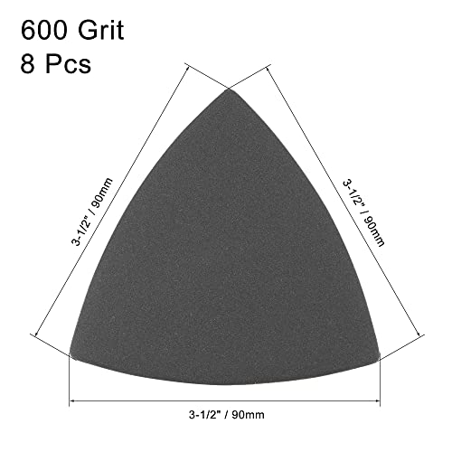 uxcell Triangular Sandpaper Hook and Loop Triangle Sanding Pad Fit 3-1/2" Oscillating Multi-Tool Silicon Carbide for Wet/Dry Use 600 Grit 8pcs - size: 600 Grit