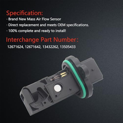 Mass air Flow Sensor Meter Compatible with Chevrolet Cruze 1.6L 17-19; Sonic 1.4L 12-20; Trax 1.4L 13-20 & Buick Encore 1.4L 13-20; Verano 2.4L 12-17 & More Replace OE 0280218419 SU15245