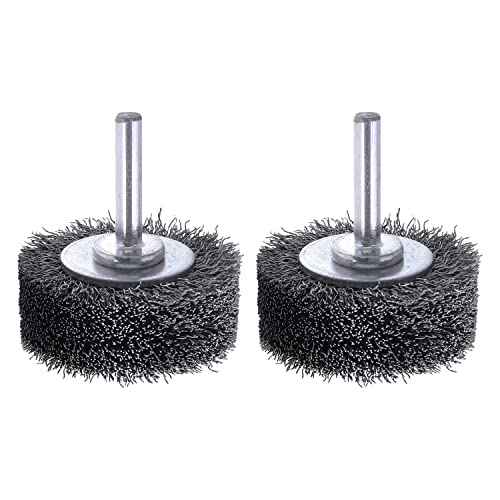 Rocaris 2 Pack 2 Inch Wire Wheel Brush for Drill Attachment - Heavy Duty Carbon Steel Brushes for Paint, Rust & Corrosion Removal - 0.0118" Wire, 1/4in Shank, 20000RPM