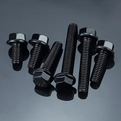 3/8-16 x 1-1/4" Flanged Hex Bolts (10 pcs), 18-8 (304) Stainless Steel, External Hex Drive, Hexagon Head Bolts Screws with Flange Washer, Fayeploo - color: Black, size: 3/8-16 x 1-1/4