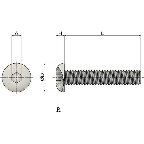 Fullerkreg M6-1.0 x 16 mm Button Head Socket Cap Screws - size: M6 x 16mm