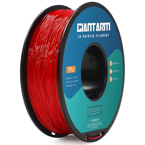 GIANTARM 95A TPU 3D Printer Filament 1.75mm, 1kg Spool, Red, +/- 0.03mm - color: Tpu-red