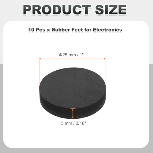PATIKIL Non Slip Furniture Pads 1" (25mm x 5mm), 10 Pcs Adhesive Backed Round Rubber Feet Anti-Scratch Rubber Furniture Grippers for Hardwood Floor Electronics Bed Drawers DIY - size: 25mm x 5mm
