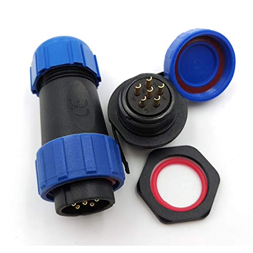 SP21 2Pin-12Pin Panel Mount Waterproof Connector Cable Glands Cap IP67,Bulkhead Connector Plug and Socket (6Pin) - size: 6Pin