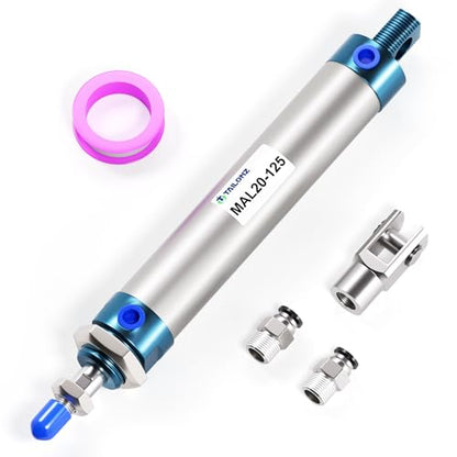 TAILONZ PNEUMATIC 25mm Bore 125mm Stroke Air Cylinder Double Action with Y Connector and 2Pcs 6mm Fitting MAL25x125 - size: 25mm Bore 125mm Stroke