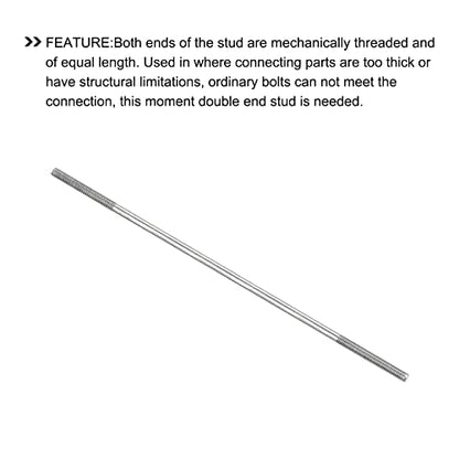 METALLIXITY Double Ended Stud Screws (M4 Thread 130mm Length) 10pcs, 304 Stainless Steel Dual Threaded Rod Bolts - for House Maintenance - size: M4x130mm