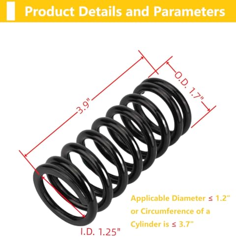 Black Compression Springs (O.D. 1.7" X I.D. 1.25" X Length 3.9" ) 218 Gauge (1/4") Coil Wire - 163 lbs/Inch