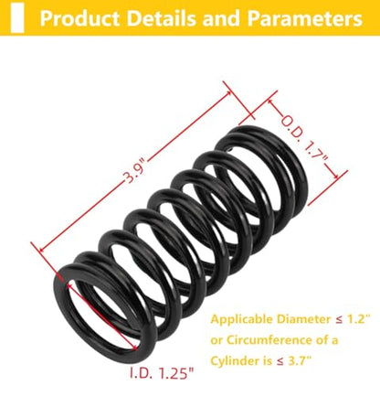 Black Compression Springs (O.D. 1.7" X I.D. 1.25" X Length 3.9" ) 218 Gauge (1/4") Coil Wire - 163 lbs/Inch