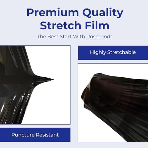 Rosmonde Bulk Black Plastic Wrap, 18" x 1500 ft, 20 Rolls Pack, 80 Gauge - color: Black, size: 20 Pack