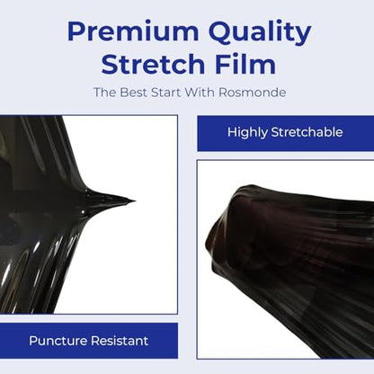 Rosmonde Bulk Black Plastic Wrap, 18" x 1500 ft, 20 Rolls Pack, 80 Gauge - color: Black, size: 20 Pack