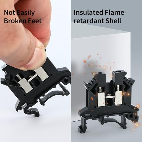 100PCS UK-2.5B Din Rail Terminal Block - Insulation Material Shell, Wide Application for 12-22 AWG 20A 600V Soar Project, PLC Industrial Control Automation Panel Automotive RV - Black - color: 100pcs Black