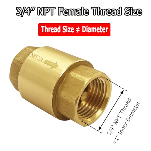 Hooshing 2PCS Spring Check Valve 3/4" NPT Female Thread Backflow Preventer - size: 3/4" NPT