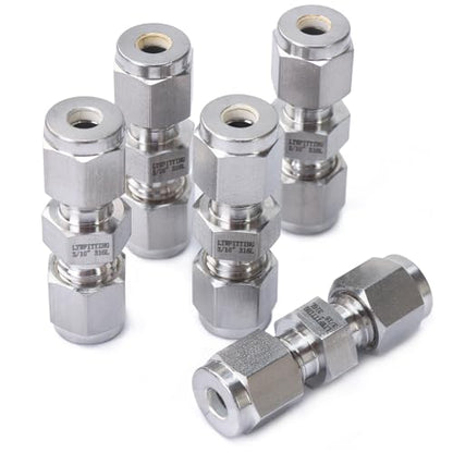 LTWFITTING 3/16-Inch OD Compression Union,Stainless Steel 316 Fittings (Pack of 5)