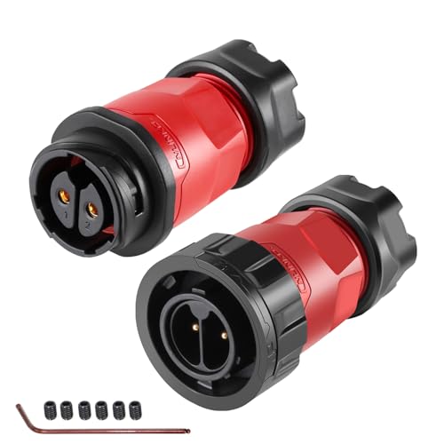CNLINKO YM-20 2 PIN Screw Lock Waterproof Connector IP68 Circular Connector PBT Plastic Shell Quick Plug Aviation Connector M20 Male Plug and Female Plug(2-Pin) - size: 2-Pin, style: Screw-Assembly