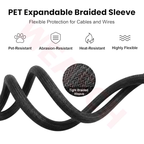 26ft-1/8 Inch PET Expandable Braided Cable Sleeve - size: 1/8"-26ft