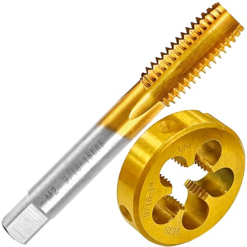 9/16-18 UNF Tap and Die Set for Metal,M2 HSS Thread Tap and Round Die - size: 9/16-18UNF